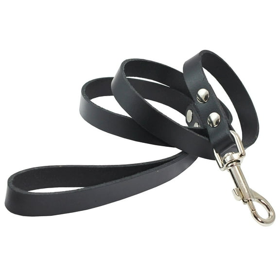 Dogs My Love Genuine Leather Classic Dog Leash 4 Ft Long 9 Sizes (Xlarge (Width: 18mm - 3/4"), Black)