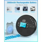 NEW 2025 CD Player Portable with Bluetooth, Greadio 2000mAh Rechargeable Discman CD Player for Car