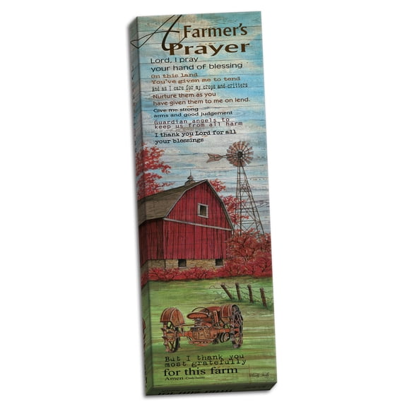 Gango Home Decor Country-Rustic A Farmer's Prayer by Cindy Jacobs (Ready to Hang); One 8x20in Hand-Stretched Canvas