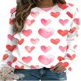 thumbnail image 1 of PENGXIANG Femmes Saint-Valentin Pull-Over Sweat-Shirts Coeur Lettre Imprimé Manches Longues Col Rond Tops Blanc Rose Coeur L, 1 of 4