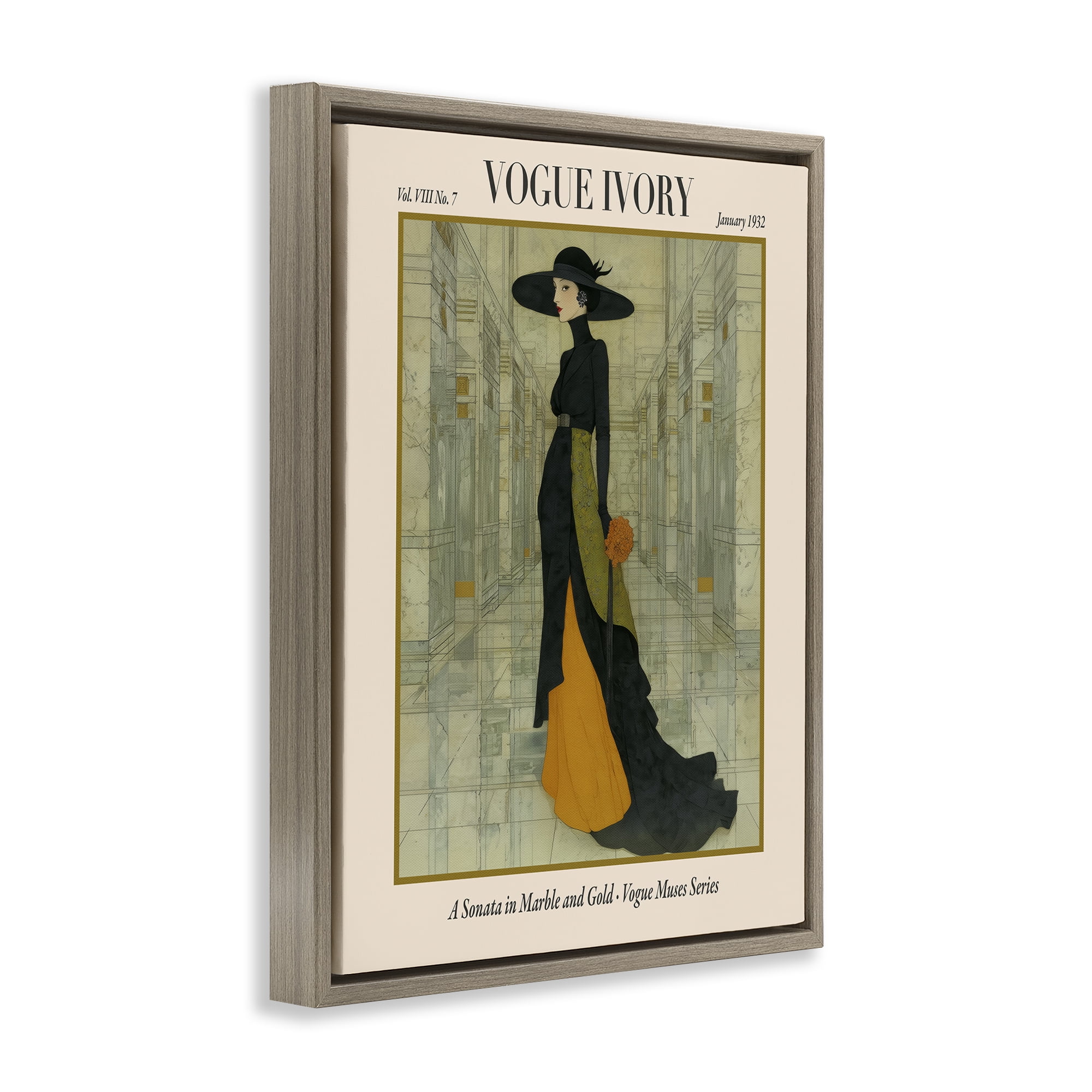Stupell Industries Ivory Hall Magazine Brown Framed Floater Canvas Wall Art, design by A Barefoot Stylist