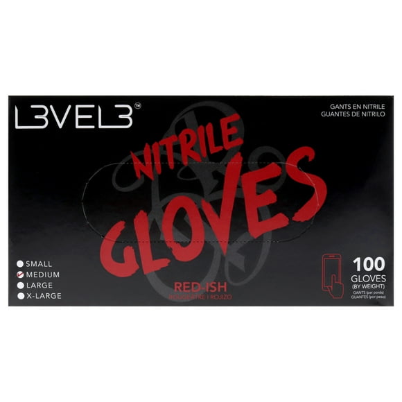 L3VEL3 Guantes (M) Guantes de Nitrilo - Rojo-Ish 100 Pc L3VEL3 Guantes (M) 100 Pc