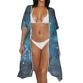 thumbnail image 3 of DISNIMO Galaxy Wolf Print Womens Kimono Swimsuit Coverups Cherry Blossom Print Cardigan Casual Loose Swimwear Cover Up Summer Half Sleeve Bikini Coverup, 3 of 6