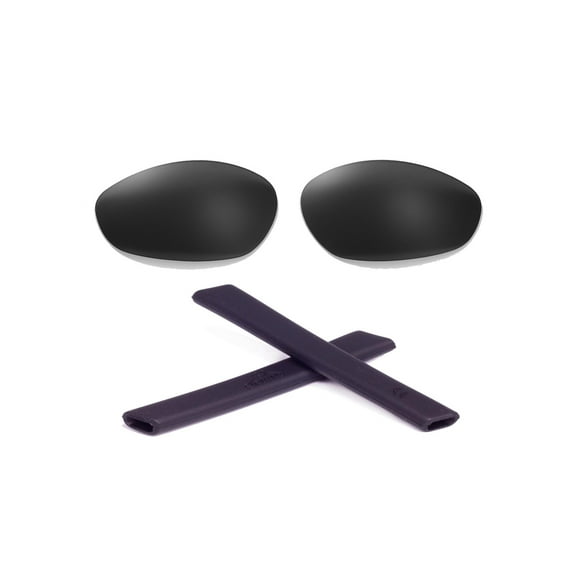 Walleva Black Polarized Lenses And Black Earsocks for Oakley Minute 2.0 Sunglasses