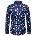 thumbnail image 4 of DYMADE Men Christmas Printed Long Sleeve Lapel Shirt Relaxed Fit Casual Top, 4 of 4