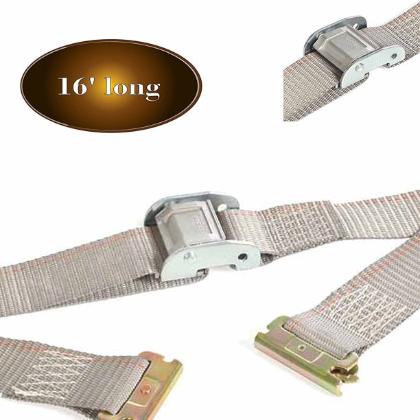 2" x 16' E Track Strap, Durable Cam Buckle Cargo TieDown, Heavy Duty