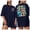 Navy, variant on Xuewenshw Loose Fit Double Print T Shirt For Women's Wedding Party Engagement Top Trashier Shirts