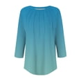 thumbnail image 5 of 3/4 Sleeve Blouses for Women! Comdrip 3/4 Length Sleeve Womens Tops Round Neck Casual Tunic Tops Basic Pleated Shirts Loose Fit 2025 Womens Blouses 3/4 Sleeve Light Blue M, 5 of 6