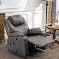 thumbnail image 5 of SOCIALCOMFY Swivel Glider Rocker Recliner Chair with Heated Massage Ergonomic Lounge 360 Degree Manual Swivel Sofa Seat with 2 Cup Holders, Side Pockets & USB Ports for Living Room (Gray), 5 of 7