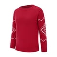 thumbnail image 5 of NMMUED Women's Fair Isle Sweater Crewneck Knitted Sweaters Fall Winter Vintage Long Sleeves Pullover Tops Red XXL, 5 of 9