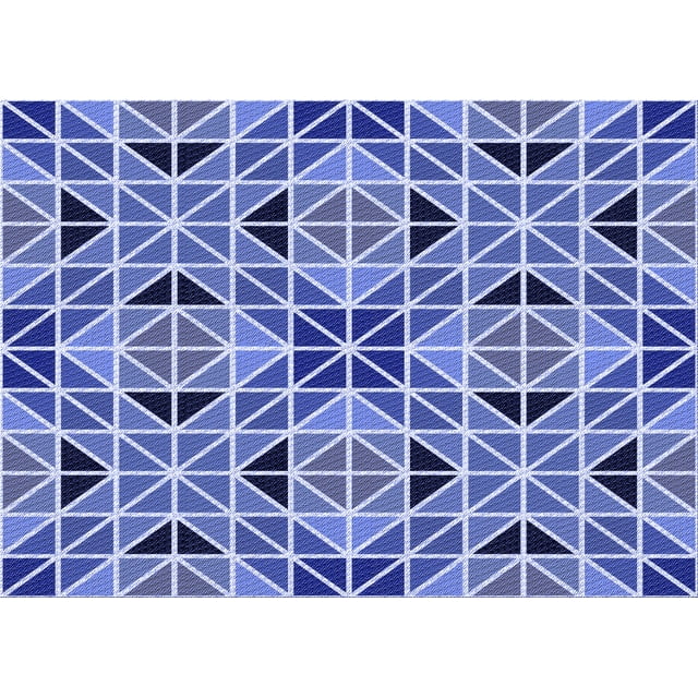 Ahgly Company Machine Washable Indoor Rectangle Transitional Jeans Blue Area Rugs, 7' x 10'