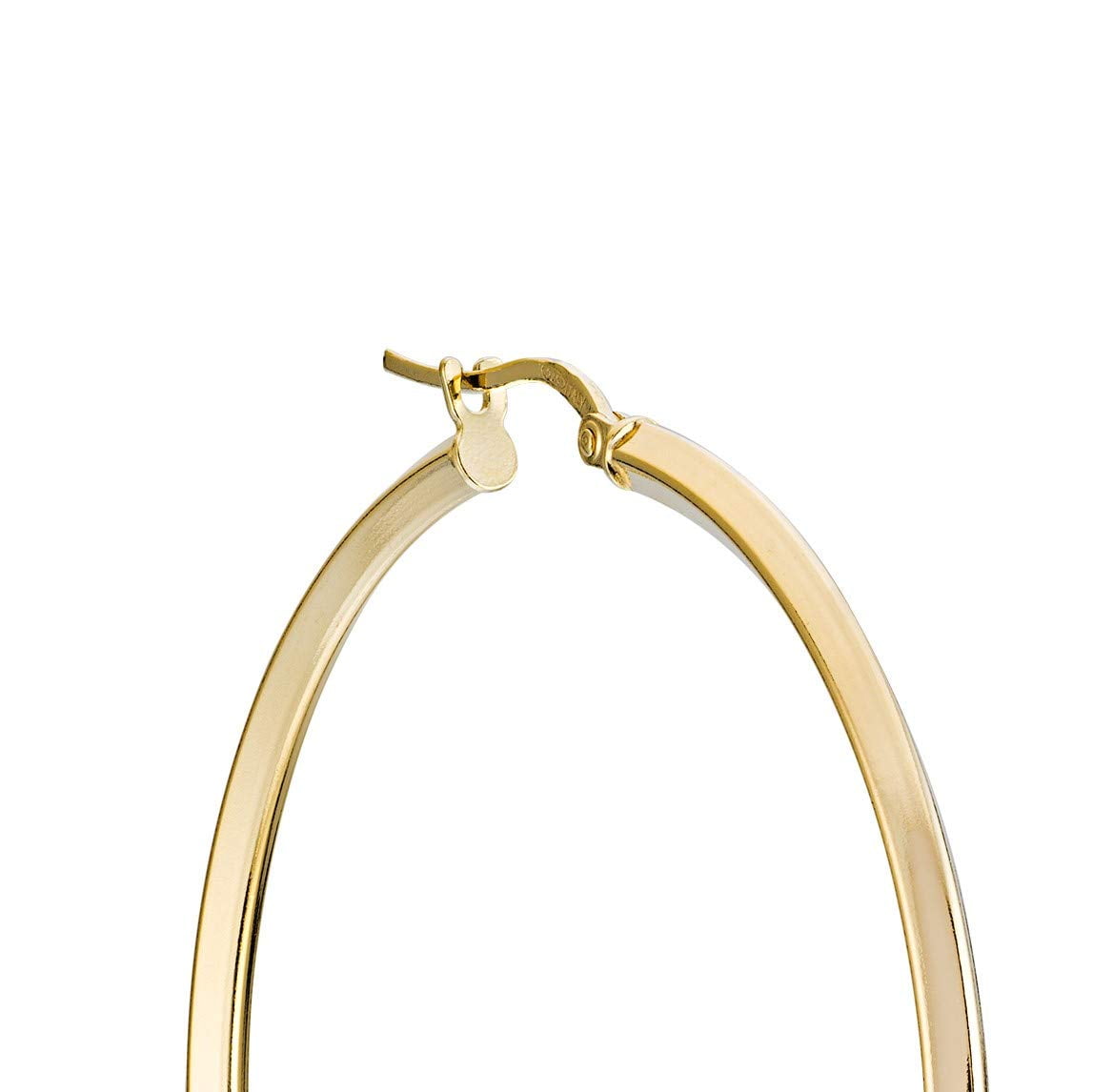 Miabella 18K Gold Over 925 Sterling Silver 2.5mm High Polished Knife Edge Hoop Earrings for Women Made in Italy (50mm (2 Inch))