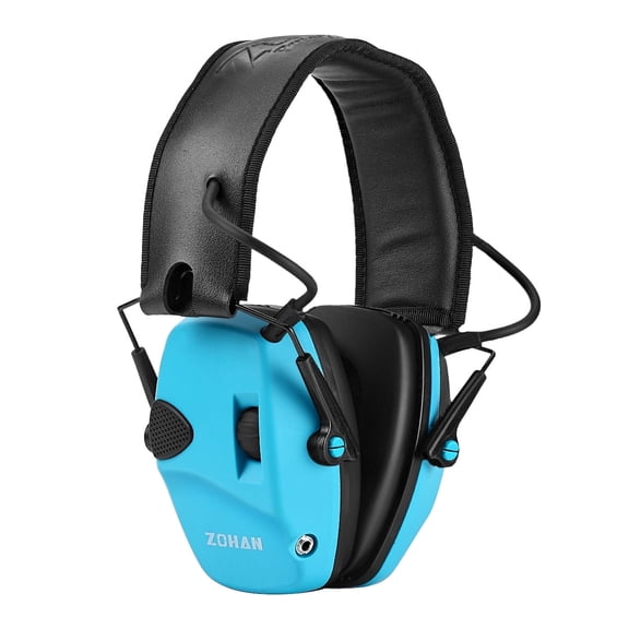 ZOHAN EM054 Electronic Shooting Ear Protection with 4X Sound Amplification, Slim Active Noise Reduction Earmuffs for Gun Range,Hunting - Blue