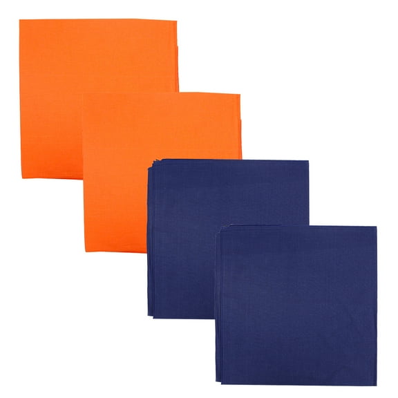 Extra Large Solid Bandana Set of 4 - Royal, Orange
