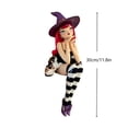 thumbnail image 6 of Red Hair Shelf Sitting Witch Figurine with Black Cat,1PCS Gothic Resin Edge Sitting Witch Statue with Witch Hat,12" Spooky Fall Halloween Decor for Tabletop& Bookshelf, 6 of 6