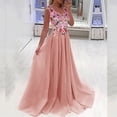 thumbnail image 2 of Baqcunre Prom Dresses 2024 Women's Lace Patchwork Printed Solid Color Long Dress Banquet Guest Dress Dresses for Women 2024 Summer Dresses for Women 2024 Womens Dresses Pink S(Hot), 2 of 9