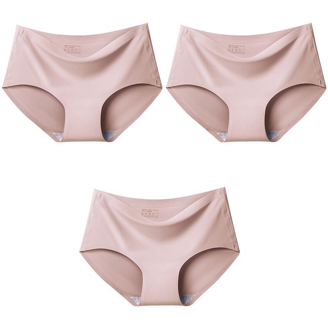 Bragas de seda de hielo sin costuras para mujer, ropa interior cómoda de talla grande, M-XXL de cintura media, múltiples opciones de Color, lencería, 3 uds./Set