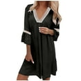 thumbnail image 2 of Kiplyki Women's Summer Dresses 2024 Short Sleeve V Neck Solid Pagoda Sleeve Loose Dress, 2 of 5