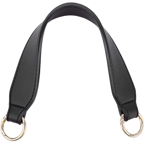 13.4 Inch Short PU Leather Purse Handle Replacement Wide Handbag Handles Shoulder Bag Bucket Bag Top Handle with Gold Buckles for Satchel Tote Briefcase Chain Extension Black Black