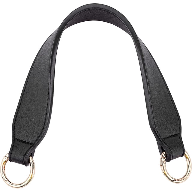 13.4 Inch Short PU Leather Purse Handle Replacement Wide Handbag Handles Shoulder Bag Bucket Bag Top Handle with Gold Buckles for Satchel Tote Briefcase Chain Extension Black