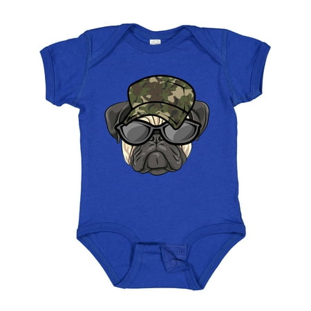 

Inktastic Pug Dog Funny Camo Military Hat Gift Baby Boy or Baby Girl Bodysuit