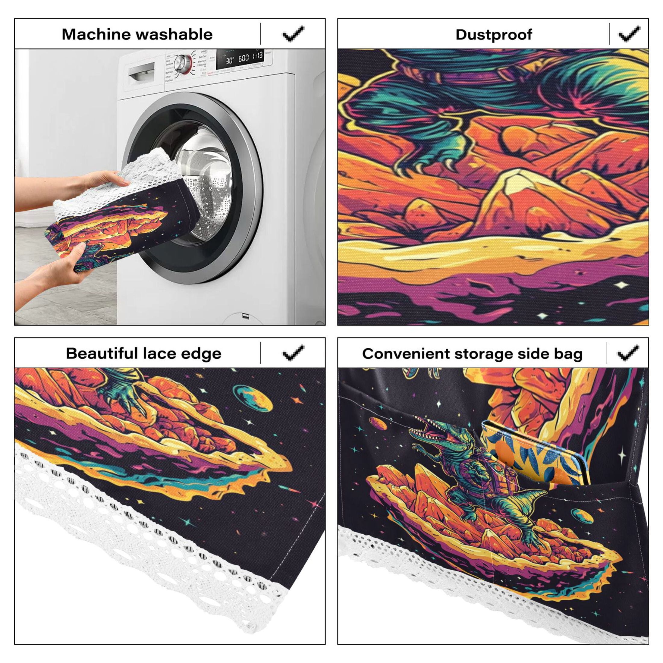 WOBOGO Astronaut Tyrannosaurus Rex Washing Machine Cloth Dryer Refrigerator Top Cover Protective Non-Slip Mat For Kitchen Laundry