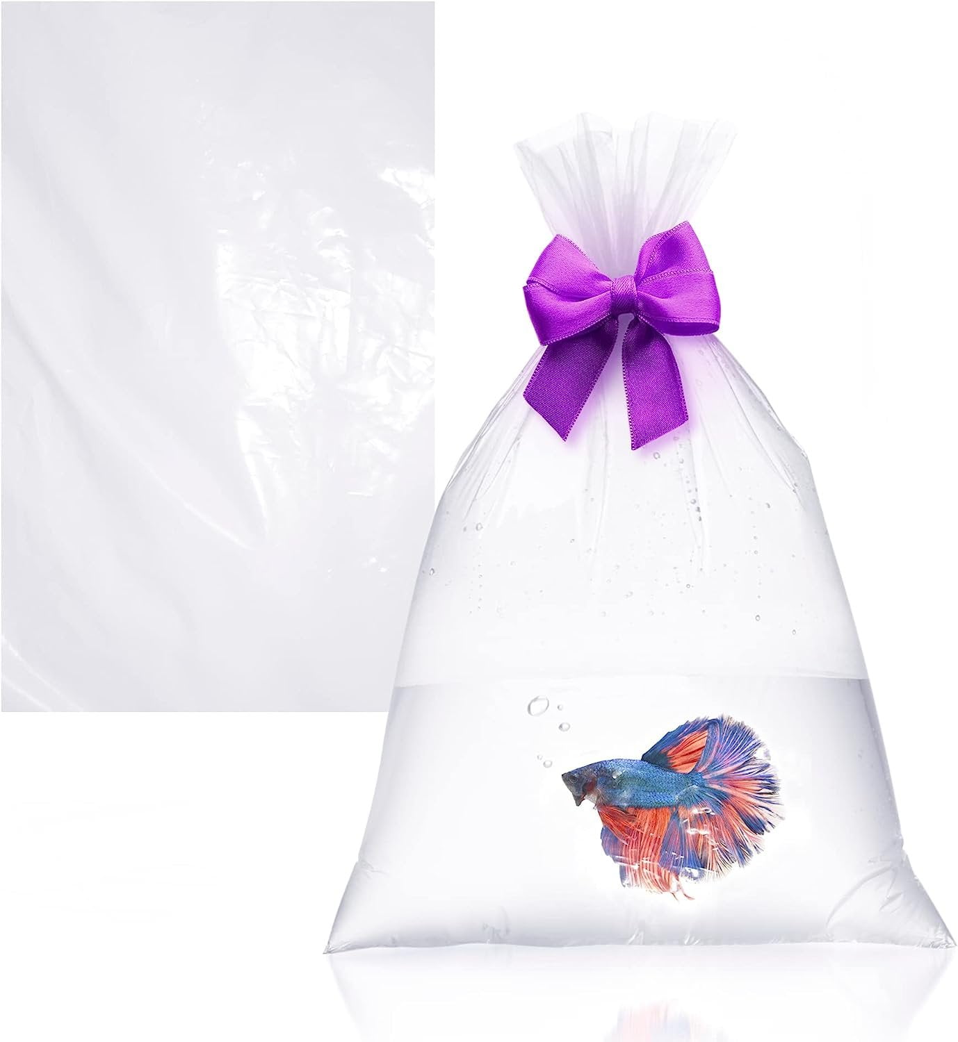 Aquarium Plastic Fish Bags 10" x 24", Clear Polyethylene Bags Pack of