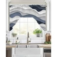 thumbnail image 2 of Navy Blue Ombre Swag Valance for Windows 56'' x 36'', Modern Geometric Moire Abstract Art Light Filtering Kitchen Curtains Valances for Bathroom/Living Room/Bedroom/Café, Rod Pocket Curtain Panel, 2 of 6