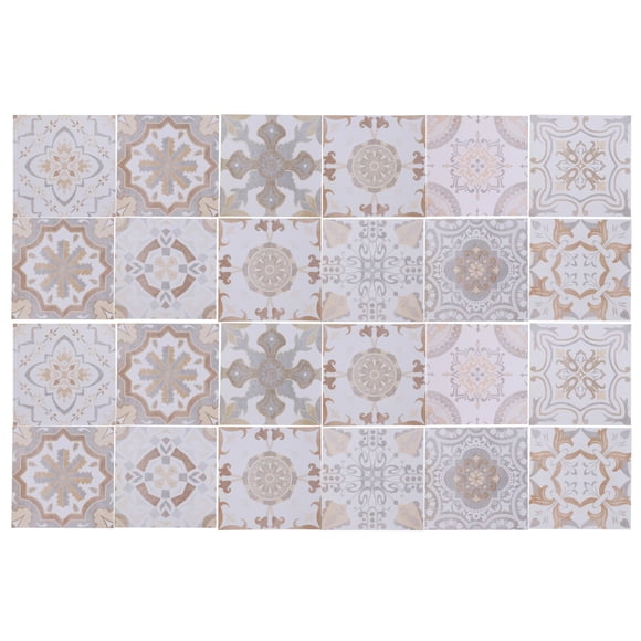 Pegatinas de azulejos de 24 piezas Unique Bargains, pegatinas de azulejos de pared para armarios de cocina 3.94"x3.94" gris marrón