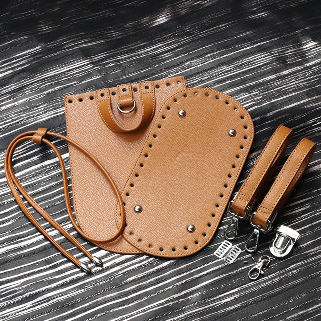 DIY Leather Knitting Bag Bottom Shaper Pad Drawstring Set for Bag Making Parts Brown