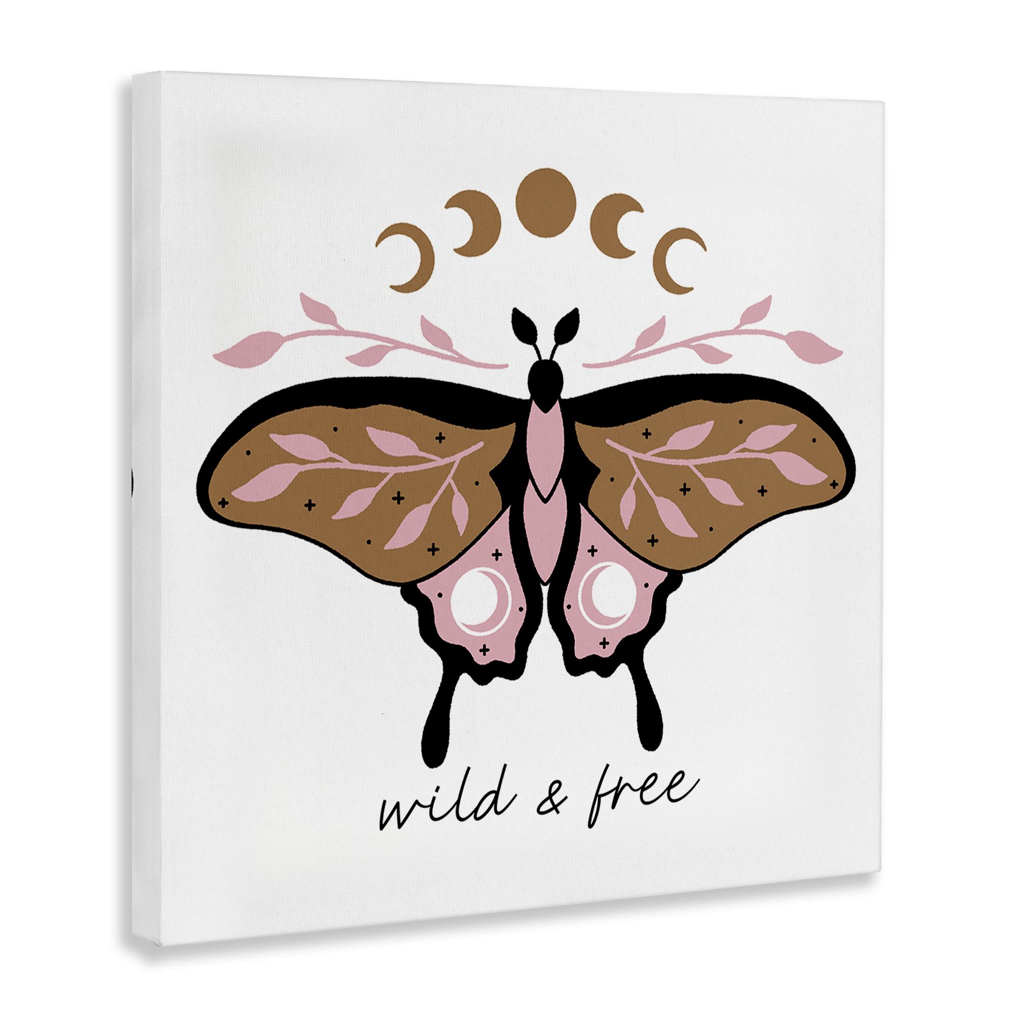 Stupell Industries Wild & Free Moth Animals Painting Wrapped Canvas Art Print Wall Art, 17 x 17