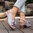 thumbnail image 5 of Rokment Women's Flower Platform Dressy Sandals for Ladies Summer Fashion Casual Floral Leather Open Toe Chunky Block High Heels Slingback Dress Pumps Grey Size 8.5, 5 of 8