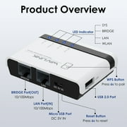 WAVLINK USB WiFi Wireless Print Server with 10/100Mbps LAN/Bridge, 480Mbps USB2.0, Support Wired/Wireless/Standalone Modes All RAW-supported Printers