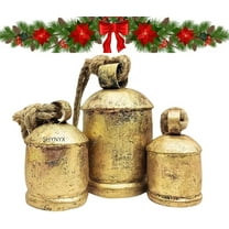 Crafts Hub Brass Cow Hanging Christmas Bells On Jute Rope Set of 3 Harmony Giant Shabby Chic Tree Decoration Bell Lucky Bell Vintage Christmas Decor