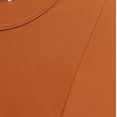 thumbnail image 6 of Fanxing Brown Casual V Neck Short Sleeve Blouses Ruched Waist Shirt Vacation Clothes, 6 of 7