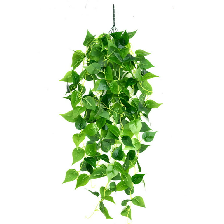 3 Pcs Artificial Hanging Plants Vines with Lights and Macrame Plant Hanger,  Fake Hanging Pothos with Pot Indoor Outdoor, Faux Hanging Greenery with