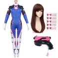 thumbnail image 3 of Overwatch-Disfraz de Cosplay de Dva para mujer, mono ajustado, peluca, auriculares, pistola, accesorios, tatuaje, pegatinas, traje, fiesta, Zentai Cos, 3 of 6