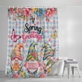 thumbnail image 4 of Spring Gnomes Shower Curtain Set, Waterproof Shower Curtains for Bathroom, Farmhhouse Floral Botanical Blue Plaid Washable Fabric Cloth Bath Curtain for Bathtub Decoration with Hooks 60x72 Inches, 4 of 9