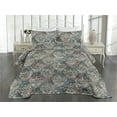 thumbnail image 2 of Ambesonne Damask Quilted Coverlet 2 Pcs, Victorian Swirly Leaf Motif, Twin Size, Grey Teal Pale Rust and Beige, 2 of 4