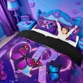 thumbnail image 3 of meiyoeat Purple Butterfly Initial R Bedding,Rainbow Gradient Neon Monogram Art Duvet Cover Full For Girl,Black Reversible,3-Piece,1 Duvet Cover and 2 Pillowcases, 3 of 6
