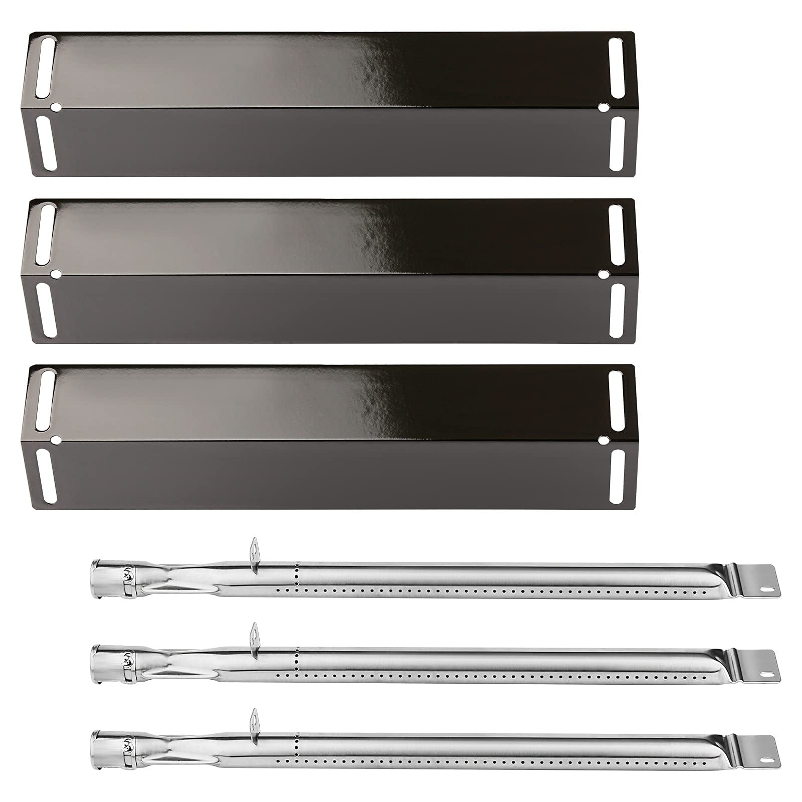 Hisencn Grill Replacement Parts Kit for Smoke Hollow 6500 6800 PS9500 PS9900 SH5000 SH9916 16 1/2 Inch Porcelain Steel Heat Plate Shield Stainless Steel Pipe Burners 3 Packs