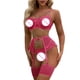 thumbnail image 4 of Gibobby Lencería de encaje Día de San Valentín Ropa interior divertida para mujer, Color sólido, de Metal hueca, Sexy, transparente, conjunto de ropa interior divertida(Rosa caliente, G), 4 of 5