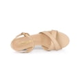 thumbnail image 4 of Women's Cross Straps Kitten Heels Ankle Strap Sandals Beige (Size 6.5), 4 of 6