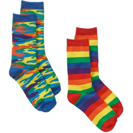 2 pack Socks assorted pack of Camo Bright, Rainbow Stripe - Walmart.com