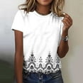 thumbnail image 4 of Tops de Ajuste Suelto para las Mujeres Sudadera Casual Impresa Manga Corta Cuello Redondo Superior, Poliéster, 4 of 5
