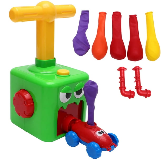 Juguete de coche con control de prensa de aprendizaje temprano, juguete divertido con globo para coche, juguete creativo para coche, juguete de inercia para niños, niñas y bebés (verde)