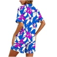 thumbnail image 5 of Idoravan Women's Plus Pajama Sets 2 Pieces Short Sleeve Button Up Top and Shorts Nightwear Sets&nbsp; Women's Casual Floral Printed Pocket Short Sleeve Spring and Summer Shorts Home Wear Pajama Set, 5 of 5