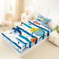 thumbnail image 4 of Castle Fairy Nautical Striped Ocean Fish Twin Sheets 3pcs,Anchor Starfish Wave Border Graphic Bedding,Blue White,1 Fitted Sheet,1 Flat Sheet and 1 Pillowcase, 4 of 6