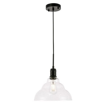 

Gil 1 Light Black & Clear Seeded Glass Pendant