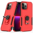 thumbnail image 5 of For Apple iPhone 11 (6.1") Hybrid Rugged Hard Drop-Proof 3 Layer Protection Military Grade Armor with Metal Ring Stand Case Cover fit iPhone 11 - Red, 5 of 8